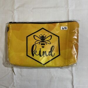 The Pouch Cosmetic Bag Womens OS Yellow NWT Bee Kind Honeycomb Travel Pouch